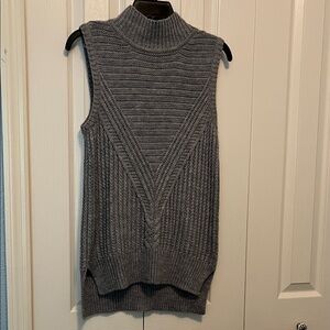 Grey mock neck tunic length sleeveless sweater. Size M runs small
